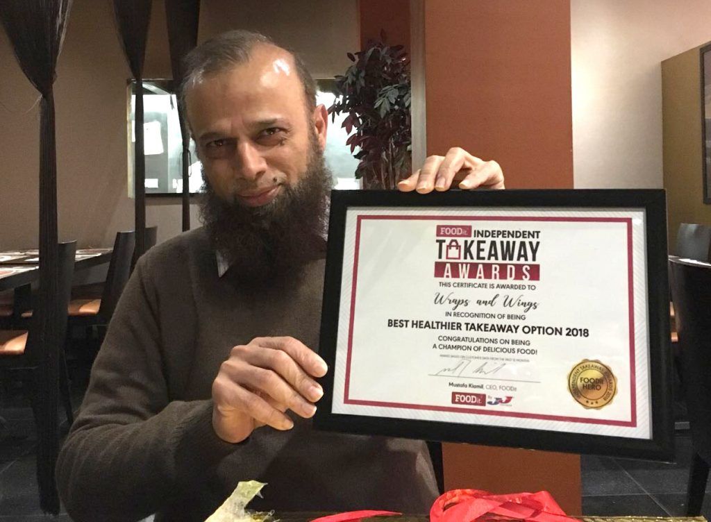 Arshad Farook Khan of Wraps and Wings wins Healthier Option Award 